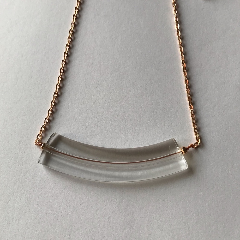 rose gold repurposed glass bar necklace
